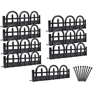 Mini Iron Look Fencing Decorative Landscape Edging Fence No Dig Black 10" Kit